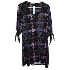 Loveappella Womens Size Small Dress 3/4 Sleeve Melonie Knit Black Coral NWT NEW